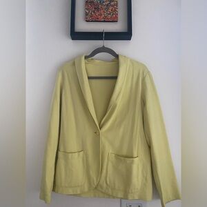 Uniqlo Knit Blazer Cardigan Chartreuse One Button Pocket Jacket Women’s Size M
